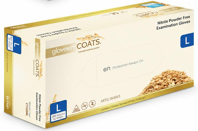 Nitrile Powder Free Examination Gloves with Colloidal Oatmeal (COATS®) (L)